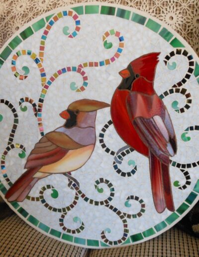 Mosaic Lazy Susan - Cardinals