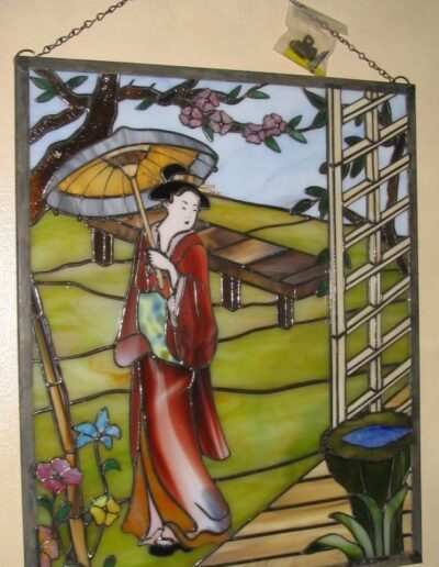 Panel Japanese Lady In Garden